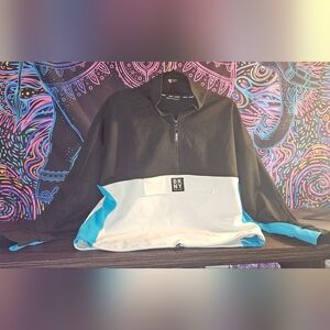 DKNY Sport Women's Colorblock Half-Zip Sweater/Jacket - Black, White & Teal
